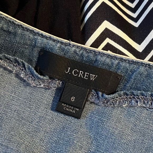 J Crew Chambray Blue Denim Tunic V-neck w/ soutache trim - Picture 2 of 5